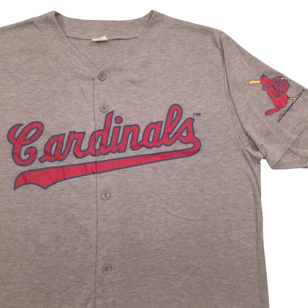 VTG St. Louis Cardinals MLB‎ Baseball Button Down Jersey Shirt Gray Mens XL